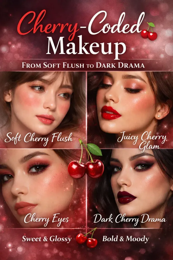 Cherry-Coded Makeup: From Soft Flush to Dark Drama 🍒